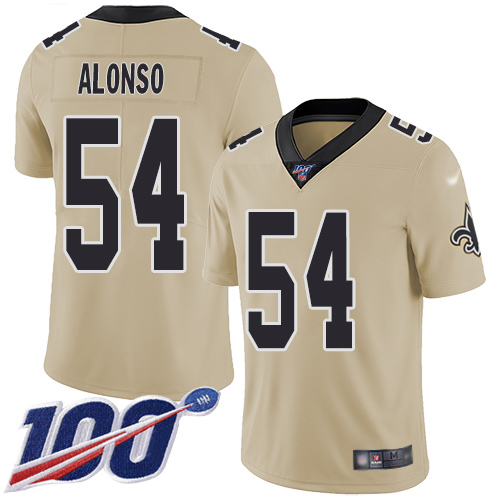 Men New Orleans Saints Limited Gold Kiko Alonso Jersey NFL Football 54 100th Season Inverted Legend Jersey